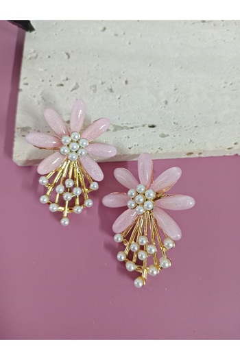 mos&more Pink Flower Pearl Lightweight Women's Earrings