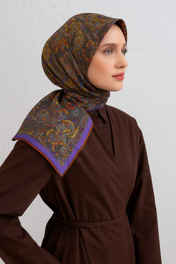 Armine Tivil Pure Silk Scarf 9416 - 51 Μικτό σχέδιο καπνιστό