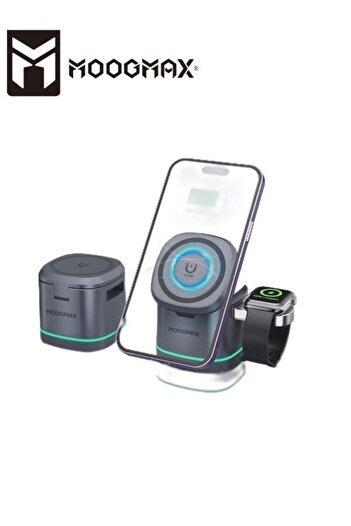 MOOGMAX 3-in-1 MagSafe Wireless Charging Stand for all phones that support wireless charging, 3W charging time