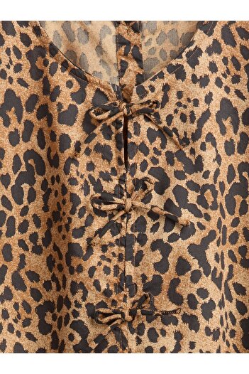 GAP Kız Çocuk Kahverengi Leopar Desenli Elbise