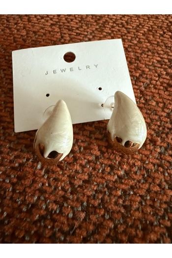 misstakıjewerly Steel Cream Color Drop Earrings (Medium Size)