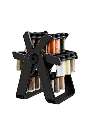 NEO Rotating Spice Rack with 18 Glass Containers, Multifunctional, 360° Pivot, Easy to Assemble, Portab