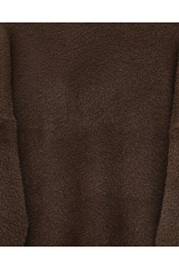 Modamorfo Bearded Long Loose Knitwear Tunic - Brown