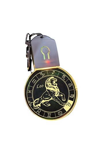 T&M Personalizare LED Keychain made of acrylic - Leo Zodiac Round Horoscope with Battery, Multicolor