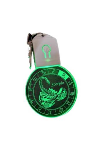 T&M Personalizare Keychain with LED Acrylic - Zodiac Scorpio Round - Horoscope with Battery, Multicolor