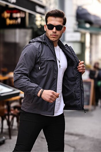 comstar Men's Printed Hooded Smoked Windbreaker & Raincoat