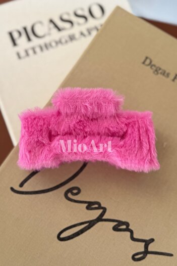 MioArt Plush Women Crab Claw Hair Clip Fur Claw Solid Color Square Barrettes