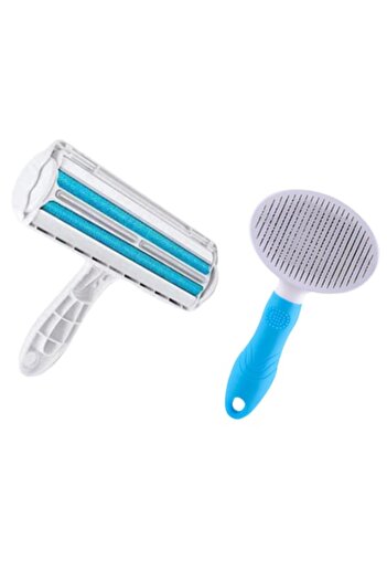 NEO Set Format din Perie cu buton auto-curatare pentru animale, Neo™ Pet-Pet®, Albastru