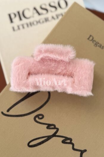 MioArt Plush Women Crab Claw Hair Clip Fur Claw Solid Color Square Barrettes
