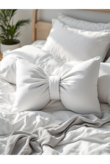 JACA Bowknot Look Decorative Pillow with Filling Bow Ribbon Gift Pillow Throw Pillow Cushion