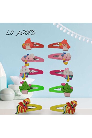 LO ADORO 10 Pieces Fence-Shaped Figured Hair Clips for Girls, Figures May Vary, Colors May Vary