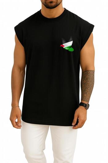 Bahriyeli Collection Oversize Peace Dove Palestine Tank Top with Pocket and Back Design