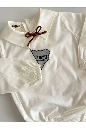 il mio bambino Handmade 100% Cotton Baby Boy Cute Koala Embroidered Shirt - Long Sleeve