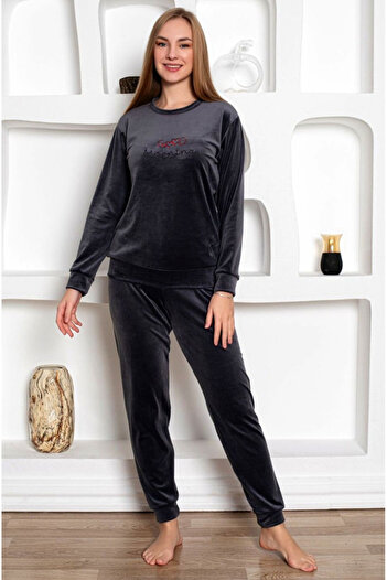 Star Fashion Welsoft velvet women's pajamas, long-sleeved blouse and long pants