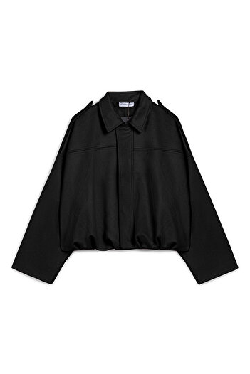 praye Short Suede Jacket Black