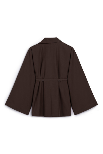 praye Asymmetrical Collar Belted Shirt Brown