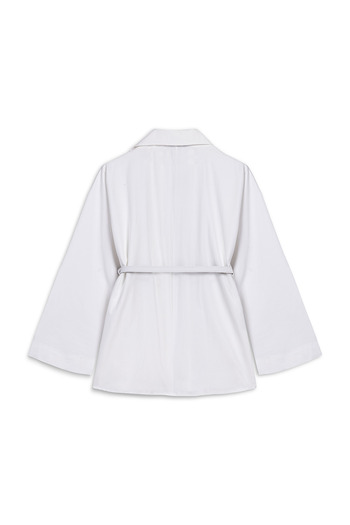 praye Asymmetrical Collar Belted Shirt White