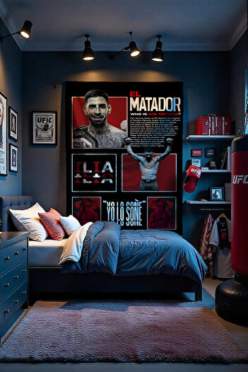 FG Store UFC Ilia Topuria Temalı Dijital Baskılı Duvar Örtüsü Duvar Halısı