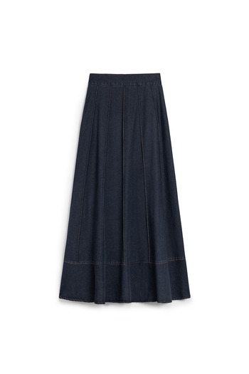 praye Flared Denim Skirt Dark Blue