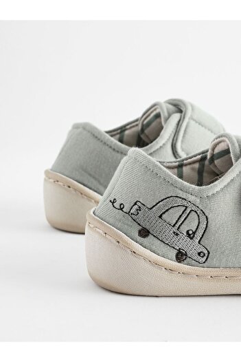 Next Baby Gray Vehicles Patterned Banded Home Nursery Shoes / Slippers