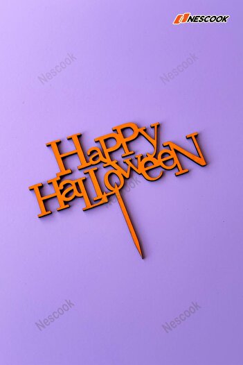 Neskuk Halloween Pasta Süsü | Happy Halloween Ahşap Cake Topper | Cadılar Bayramı Süsleme