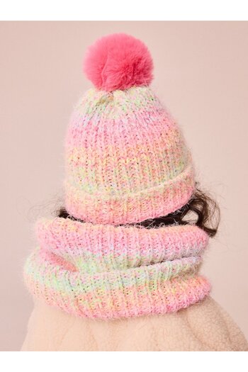 Next Baby Pink/Green Ombre Hat and Scarf (Neck Collar) Set