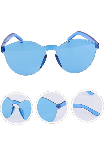 Bernami Special Hard Mica Oval Shaped Rimless Blue Glasses Retro Party 5X14 cm Offer!! !