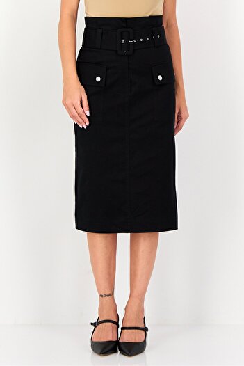 Selected Femme Women Plain Midi Skirt, Black