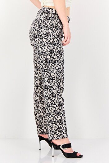 Reiko Women Cigarette Fit Mid Waist Floral Dress Pants, Multicolor