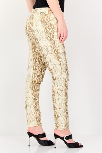 Reiko Women Cropped Fit Snake Skin Chino Pants, Multicolor
