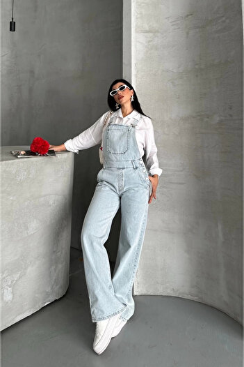 Işıltı kidss Blue d2514 snow wash overalls