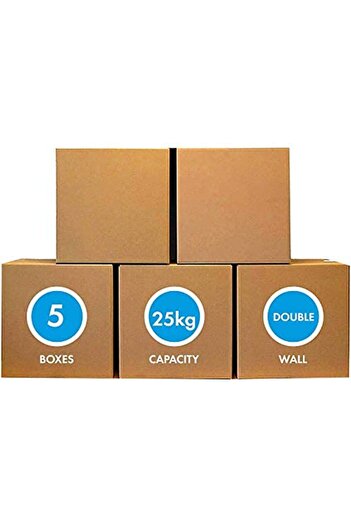MARKQ [5 Pack] Medium Double Wall Moving Boxes 25KG, 45x45x45 cm, Brown 5-Ply for Shipping & Storage