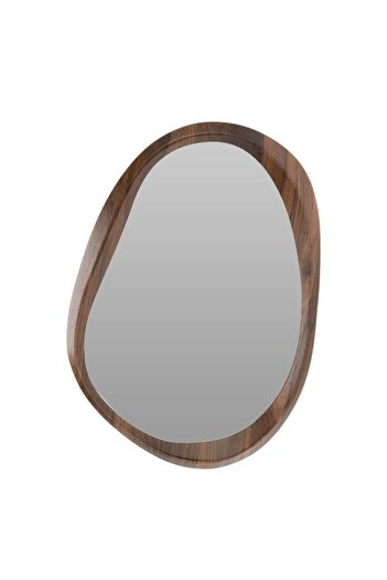 Gift Design mirror, with mango wood frame, brown, asymmetrical design, 38x55 cm
