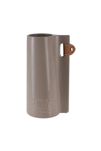 H&S collection Dolomite vase, taupe finish, 13x10.5x24 cm