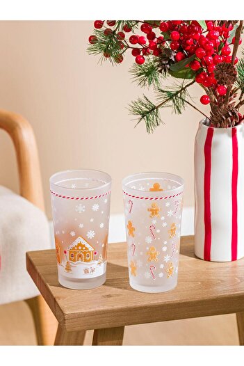 LC Waikiki New Year Themed Glass Cup Set of 2 570 ml (W5)