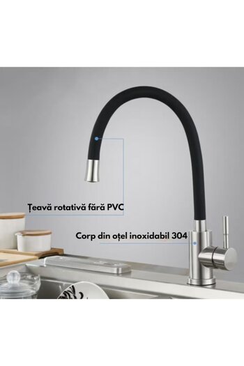 varioshop Flexible Kitchen Faucet VarioShop®, 360° Swivel Spout, Modern Design, Maximum Functionality, Stain
