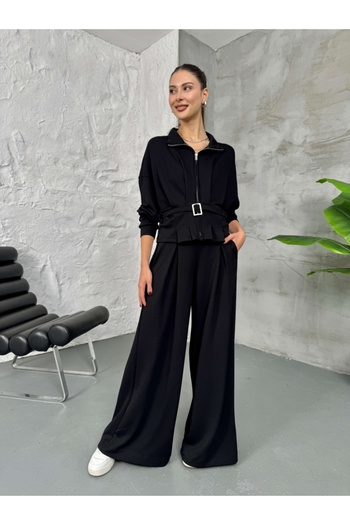 Elif Özbey Butik Black Belted Modal Suit