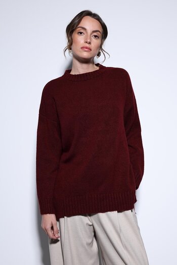 Antioch Burgundy Slit Detailed Women's Sweater