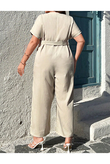 SHEIN Curve+ long jumpsuit, cream