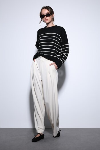 Antioch Black Striped Knitwear Sweater