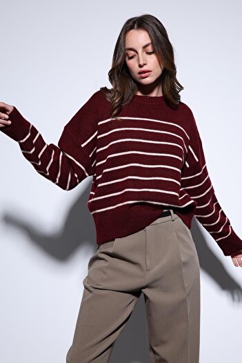 Antioch Burgundy Striped Knitwear Sweater