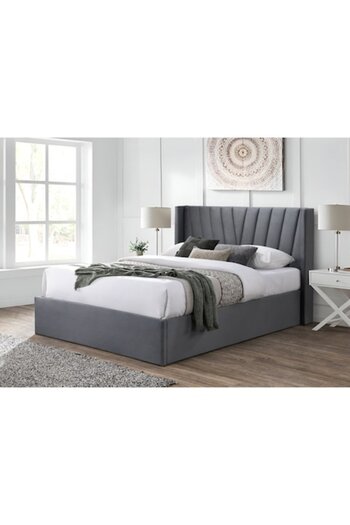 OEM Prestige 2 Upholstered Bed, 160x200, with Metal Lift-Up Frame and Storage Space - Gray