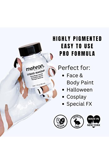 Mehron Professional liquid makeup for eyelids Liquid Makeup Moonlight White, 30ml