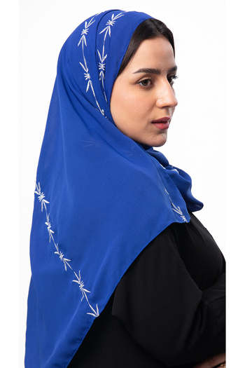 outline Blue veil with silver embroidery