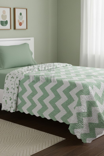 Çt Çeyizci Tekstil Green Zigzag Single Summer Single-Person Blanket |   Single Pike 160X230Cm Without Pillow