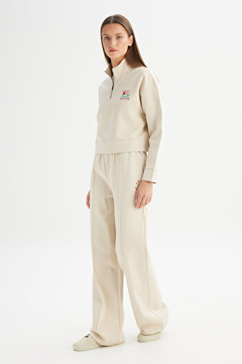 WRANGLER Loose Fit Geniş Paça Bej Pamuklu Esnek Sweatpant