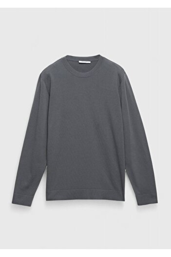 Ramsey Anthracite Crew Neck Plain Knit Sweater
