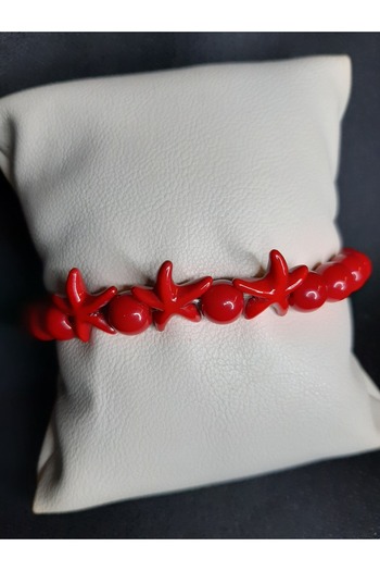 MRYart Stylish Bracelet with Red Glass Beads and Star Detail