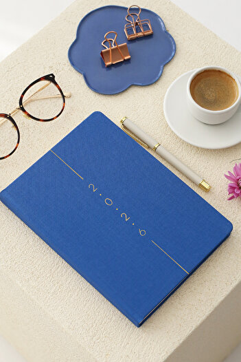 Matt Notebook 2026 Year A5 Linen Weekly Planner 15X21 cm - 12 Months Blue