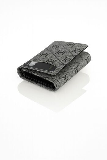 Av A Dos Leather Mechanism Wallet Automatic Cash Compartment Sliding Card Holder Wallet Black